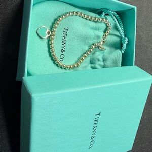 Tiffany & Co. Silver Bead Bracelet with Heart Charm